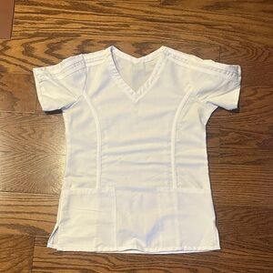 Woman’s white V-Neck scrub top